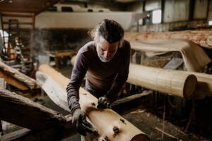 Dave DuCharme produces about 2,500 strips of cambium a day, all of which is sent three miles up the road to Jasper Hill Farm. Photo by Hannah Natalya.